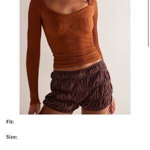 Free People Ribbed Long Sleeve Scoop Neck Top in Rust